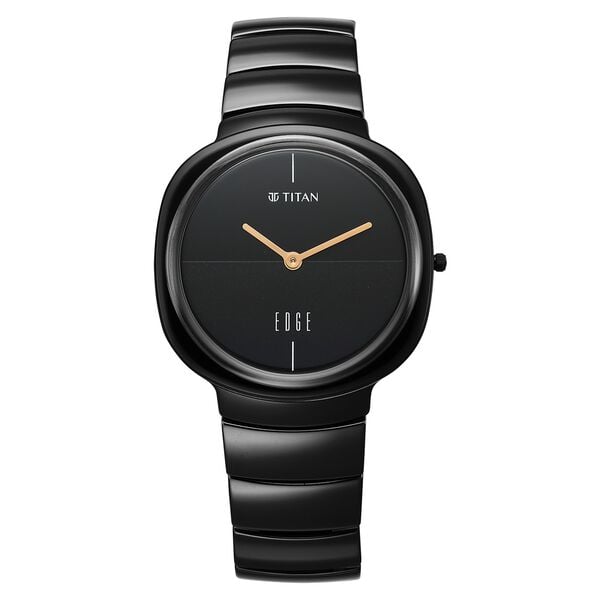 Titan Edge Squircle Quartz in Rich Black with Glossy Ceramic Unisex Watch