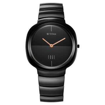 NS1841NC01 Titan Edge Squircle Black Dial Analog Ceramic Strap watch for Men