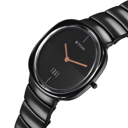 Titan Edge Squircle Quartz in Rich Black with Glossy Ceramic Unisex Watch
