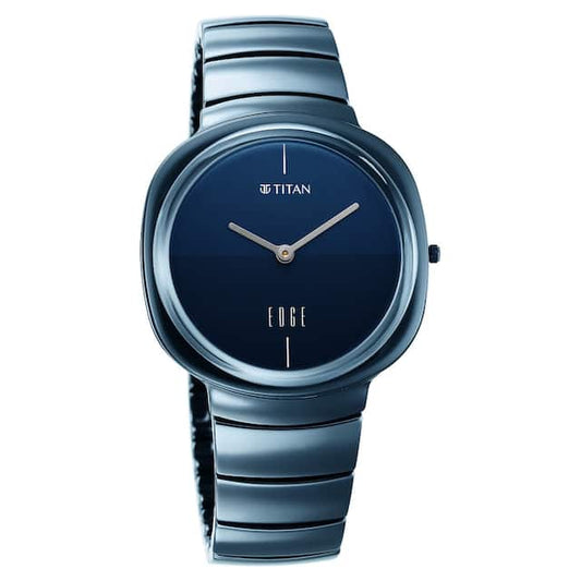 Titan Edge Squircle Blue Dial Ceramic Strap Watch for Men-1841QC04 - Kamal Watch Company