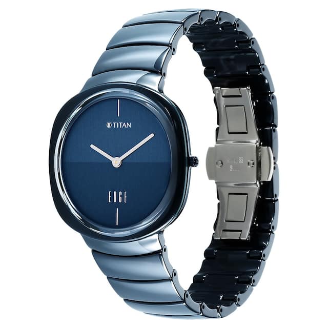 Titan Edge Squircle Blue Dial Ceramic Strap Watch for Men-1841QC04 - Kamal Watch Company