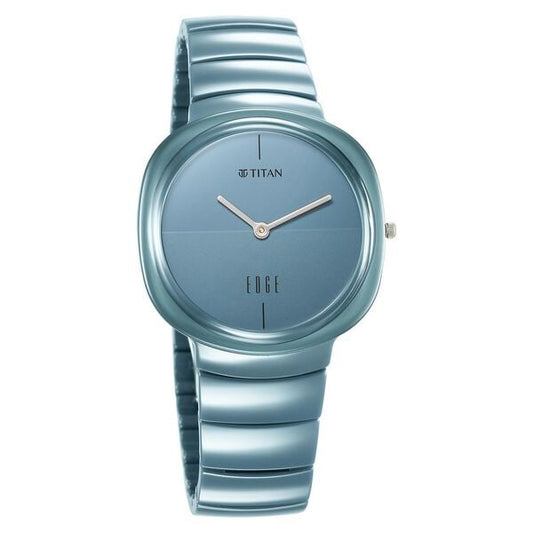 Titan Squircle Camo Quartz Analog Blue Dial Ceramic Strap Watch For Unisex