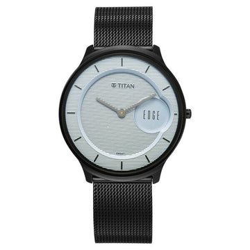 Titan Edge Murals Quartz Analog Grey Dial Stainless Steel Strap Watch For Men