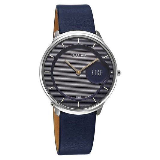 Titan Edge Murals Quartz Analog Blue Dial Blue Leather Strap Watch For Men