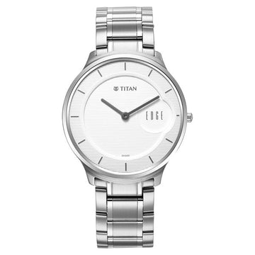 Titan Edge Metal Silver Dial Stainless Steel Strap Watch for Men