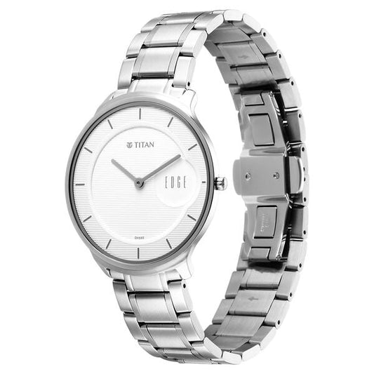 Titan Edge Metal Silver Dial Stainless Steel Strap Watch for Men