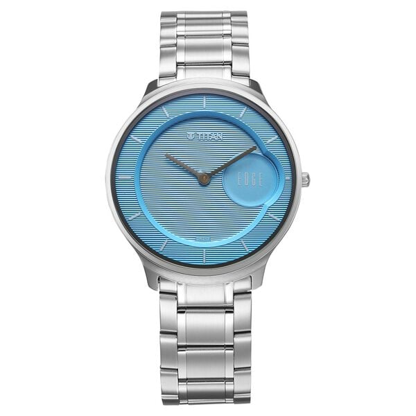 Titan Edge Murals Quartz Analog Blue Dial Stainless Steel Strap Watch For Men