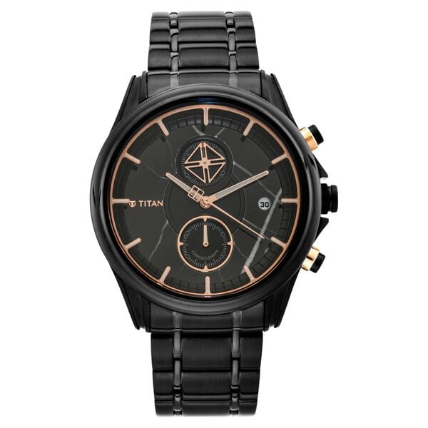 Titan Grandmaster Black Dial Chronograph Stainless Steel Strap watch for Men
