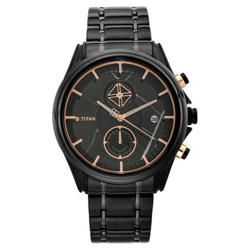 Titan Grandmaster Black Dial Chronograph Stainless Steel Strap watch for Men