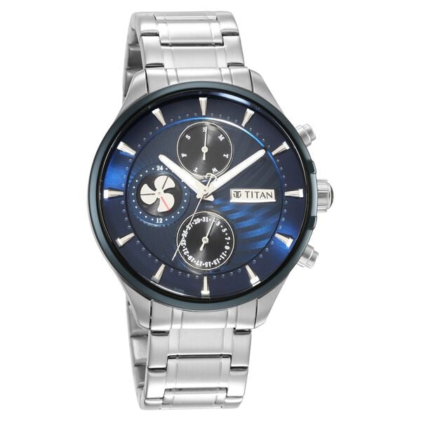 Titan Maritime Blue Dial Quartz Multifunction Stainless Steel Strap watch for Men