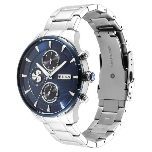 Titan Maritime Blue Dial Quartz Multifunction Stainless Steel Strap watch for Men