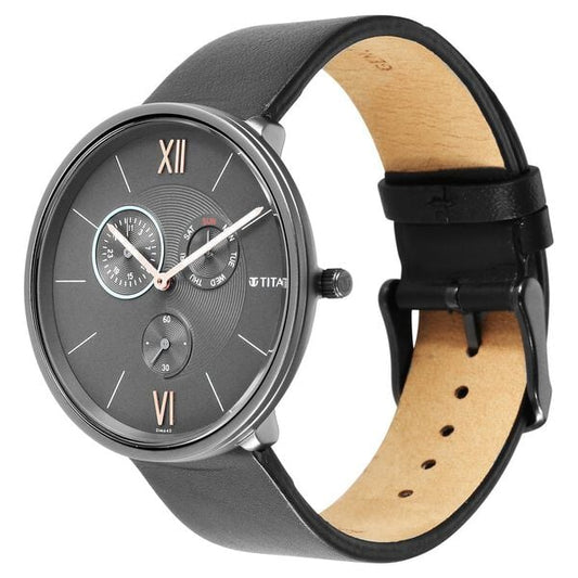 Titan Slim Quartz Multifunction Grey Dial Quartz Stainless Steel Strap Watch for Men
