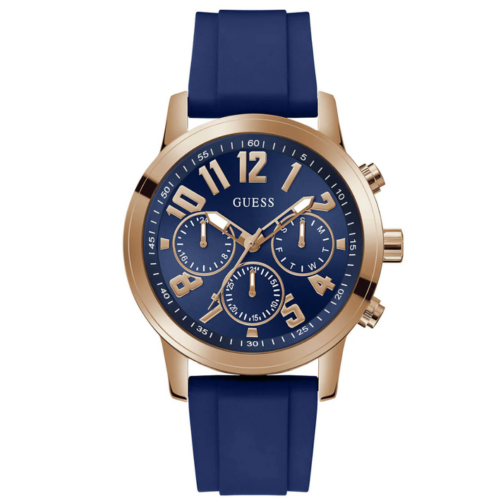 Gold Parker Navy Blue Silicone Watch GW0708G3
