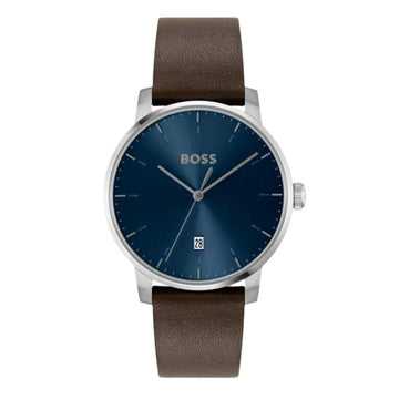 Boss Quartz Male Analog Blue Leather Watch 1514160