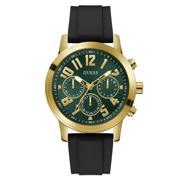Guess Men's Watch Green Dial Gold Tone Case Quartz GW0708G2