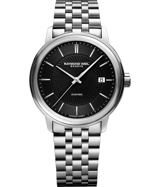Raymond Weil Maestro Men'S Automatic Black Dial Silver Strap Date Watch