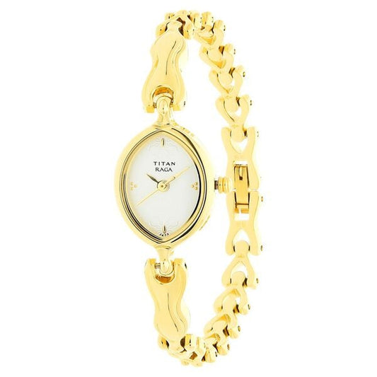 Titan Raga White Dial Women Watch With Metal Strap