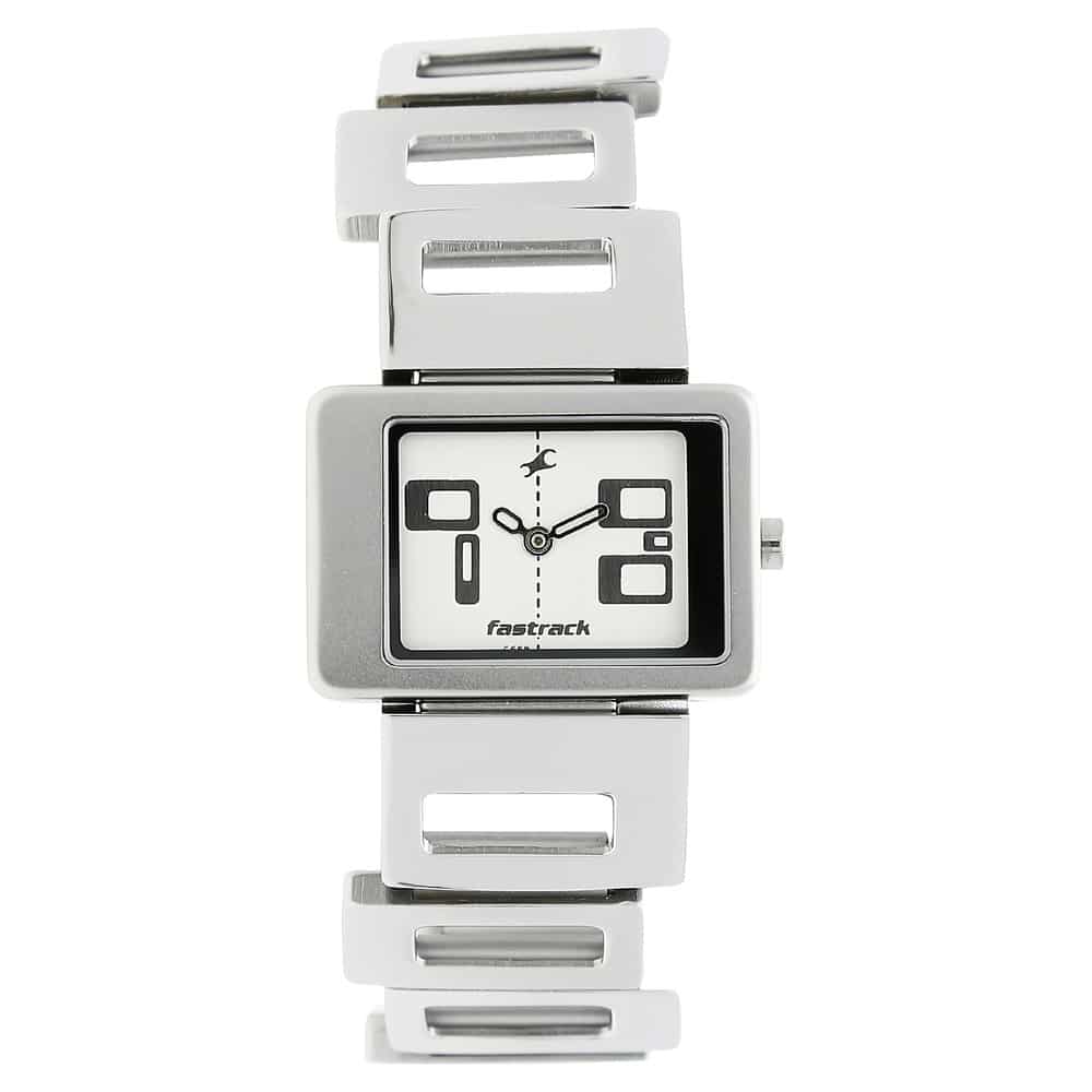 NR2404SM01 WHITE DIAL SILVER METAL STRAP WATCH - Kamal Watch Company