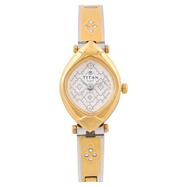 Titan Quartz Analog White Dial Stainless Steel Strap Watch for Women