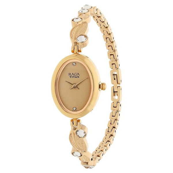 Titan Raga Foliage Rose Gold Dial Women Watch With Metal Strap