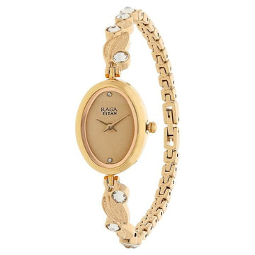 Titan Raga Foliage Rose Gold Dial Women Watch With Metal Strap