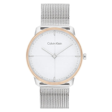 Calvin Klein Silver Mesh Light Grey Dial Unisex Watch - 25200157 - Kamal Watch Company