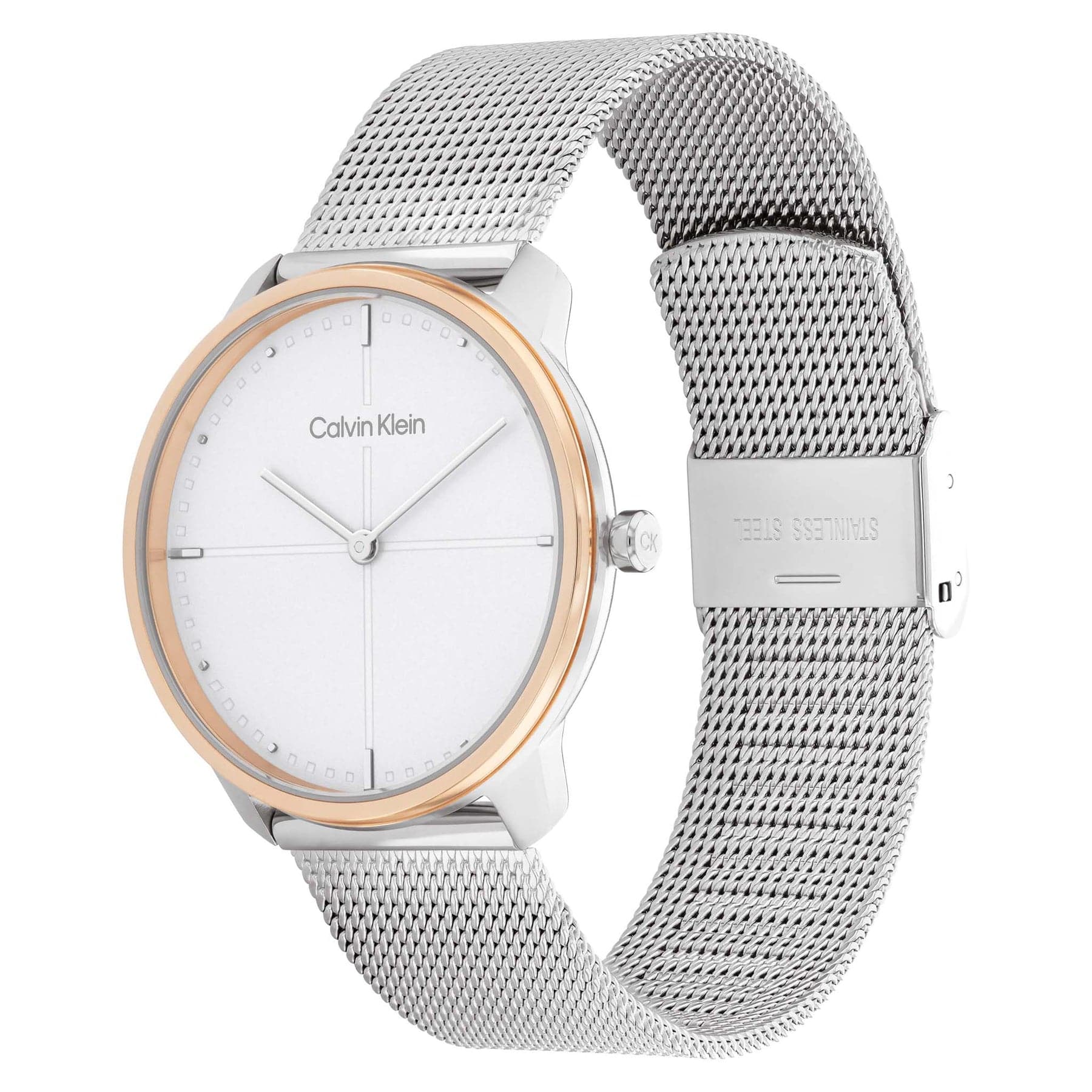 Calvin Klein Silver Mesh Light Grey Dial Unisex Watch - 25200157 - Kamal Watch Company