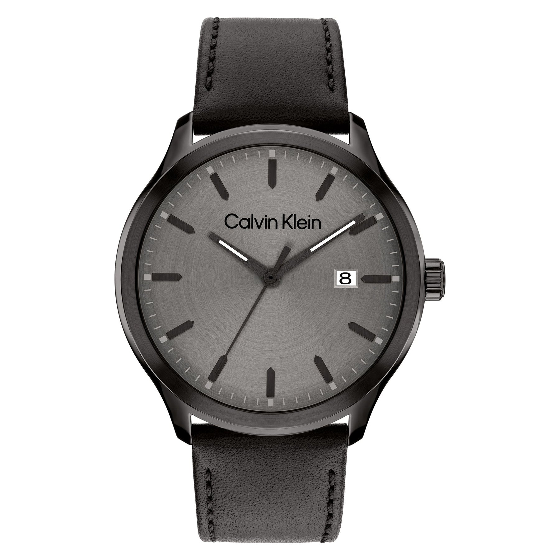 Calvin Klein Black Leather Gunmetal Dial Men's Watch - 25200355 - Kamal Watch Company