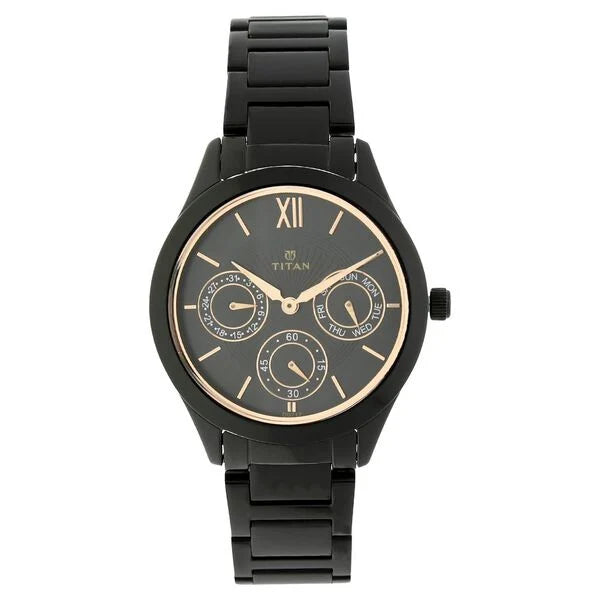 Titan NT2570NM01 Quartz Analog Black Dial Women's Watch