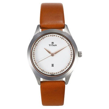 NM2570SL02 Titan Sparkle White Dial Analog Date Function Watch for Women