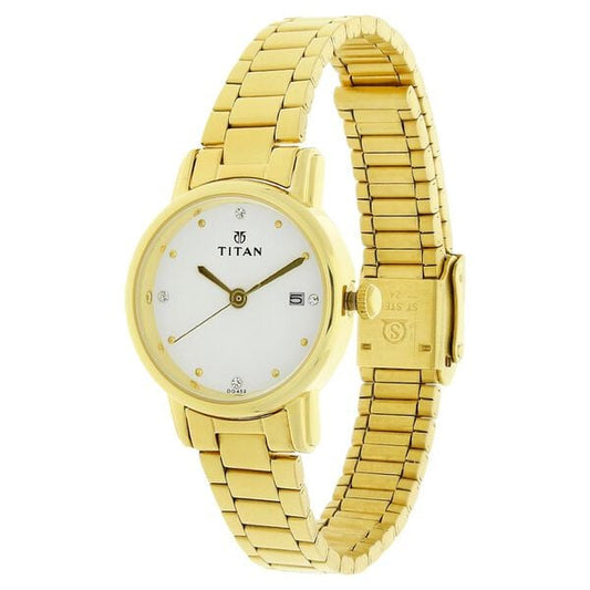 Titan Karishma White Dial Women Watch With Stainless Steel Strap