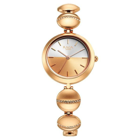 Titan Raga Delight Two Toned Dial Women Watch With Metal Strap
