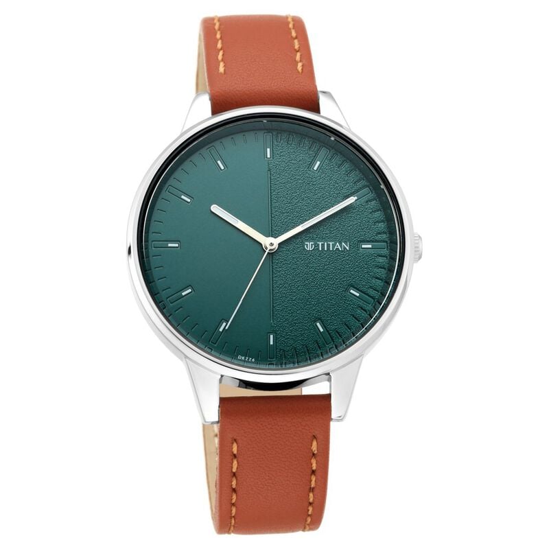 2648SL01 Titan Women's Precision Simplicity Watch: Grey Gradient Dial with Leather Strap