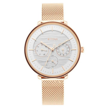 Titan Womens's Svelte Silver: Multi-Function Watch Metal Strap