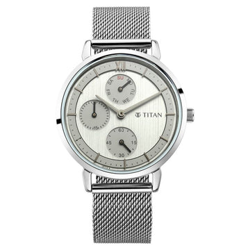2652SM01-Titan Women's Regal: Roman Numeral Silver Dial & Metal Strap Watch