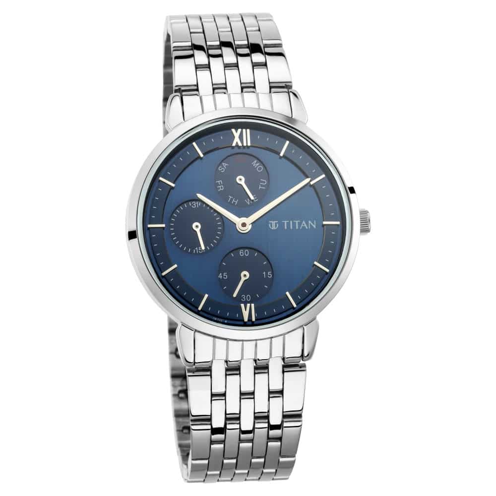 Workwear Watch with Blue Dial Metal Strap 2652SM02