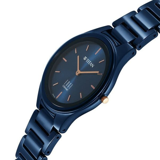Titan Edge Ceramic Quartz in Atlantic Blue Dial Watch for Women