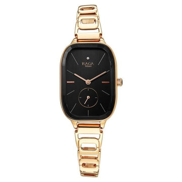 Titan Raga Chic Quartz Analog Black Dial Rose Gold Metal Strap Watch for Women
