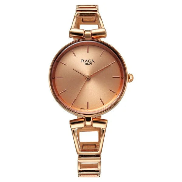 Titan 2747WM01 Raga Ascend Quartz Rose Gold Dial Watch For Women