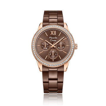 Alexandre Christie AC 2A46 BFB Multifunction Watch For Women – Brown Rose Gold