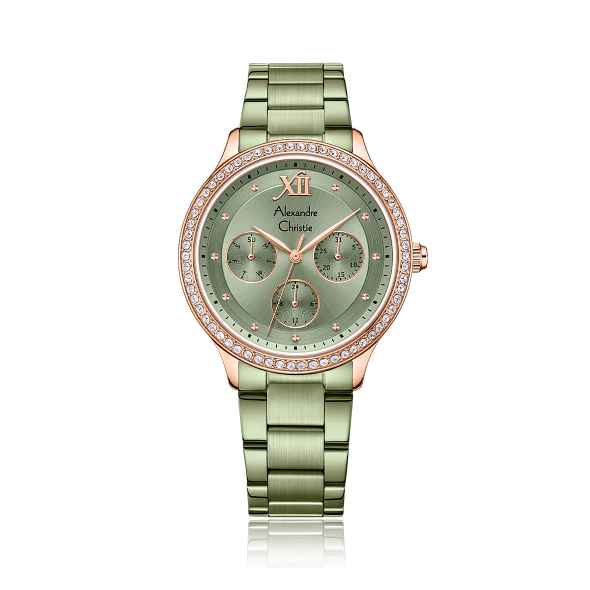 Alexandre Christie AC 2A48 BFB Ladies Multifunction Watch – Green