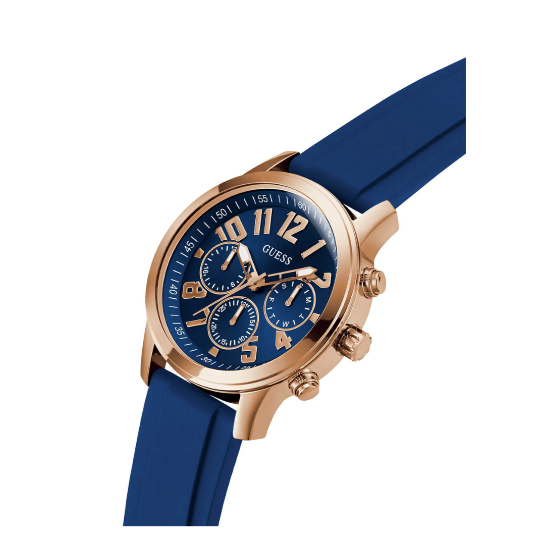 Gold Parker Navy Blue Silicone Watch GW0708G3