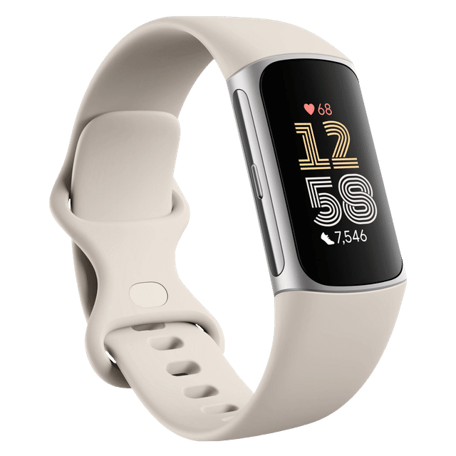 itbit Charge 6 Fitness Tracker with Stress Management (1.03 Inch, 5ATM Water Resistance, Porcelain & Silver Aluminium Strap)