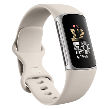 itbit Charge 6 Fitness Tracker with Stress Management (1.03 Inch, 5ATM Water Resistance, Porcelain & Silver Aluminium Strap)