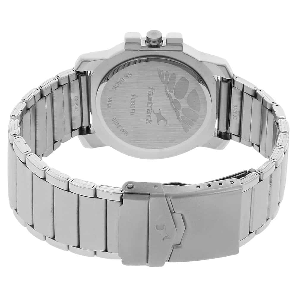 NR3039SM01 WHITE DIAL SILVER STAINLESS STEEL STRAP WATCH - Kamal Watch Company