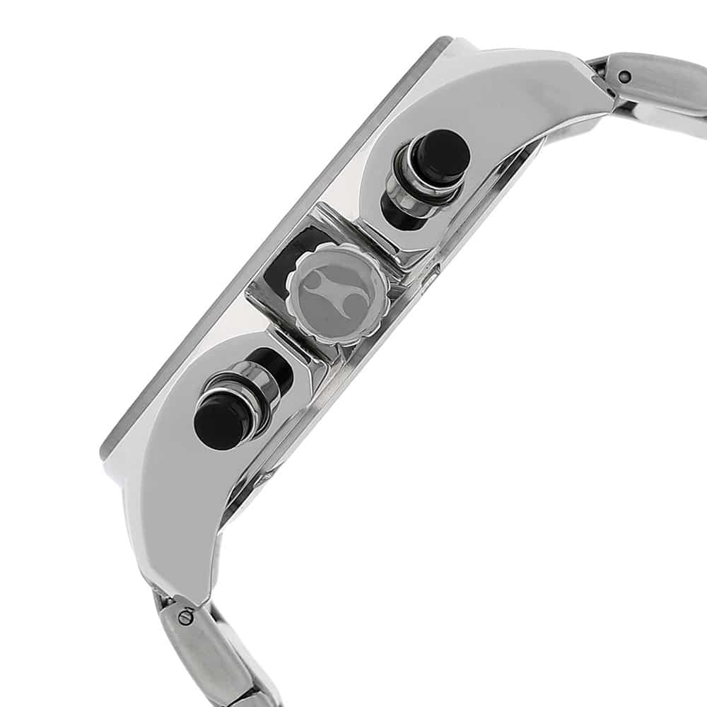 NR3072SM01 BIG TIME BLACK DIAL SILVER STAINLESS STEEL STRAP WATCH - Kamal Watch Company