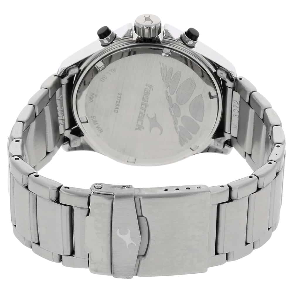 NR3072SM01 BIG TIME BLACK DIAL SILVER STAINLESS STEEL STRAP WATCH - Kamal Watch Company