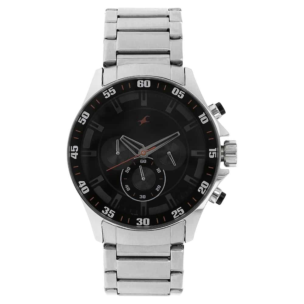 NR3072SM04 BIG TIME BLACK DIAL SILVER METAL STRAP WATCH