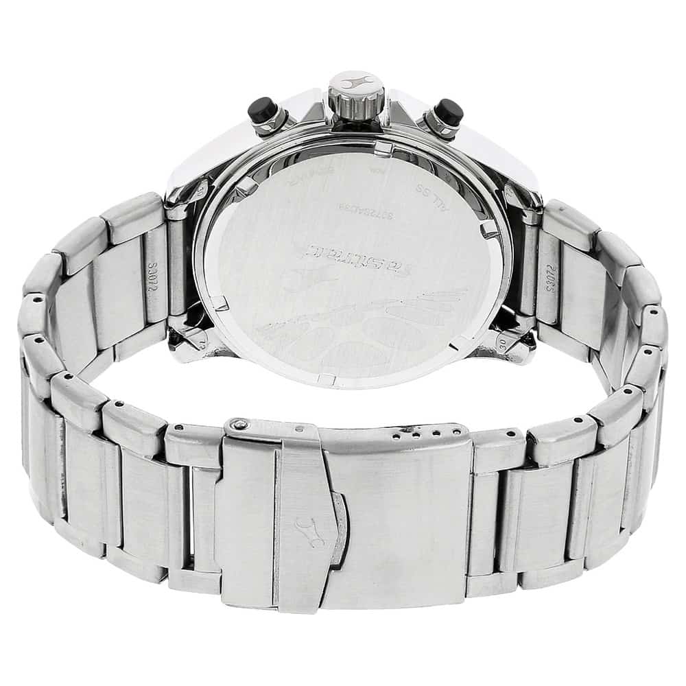 NR3072SM04 BIG TIME BLACK DIAL SILVER METAL STRAP WATCH - Kamal Watch Company