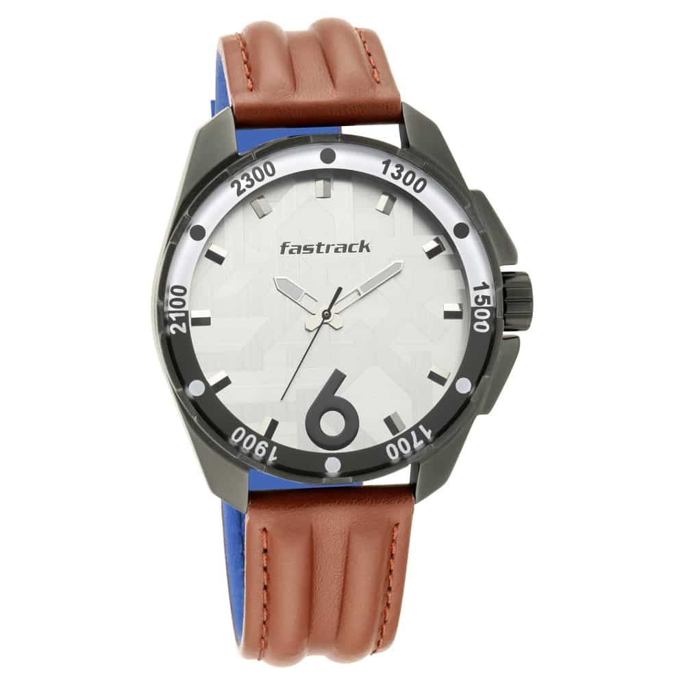 NR3084NL04 WHITE DIAL LEATHER WATCH